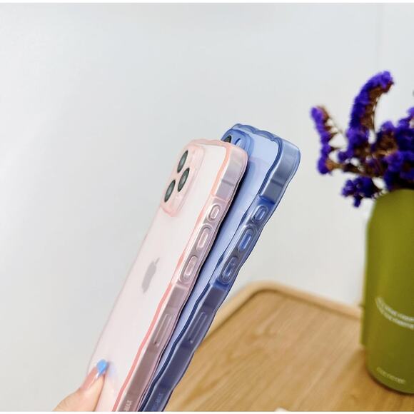 Blue Ridged iPhone Case - Soft Silicone Transparent Cover for iPhone 15 Pro - Picture 2 of 2